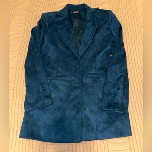 Lapel Collar Suede Blazer Set